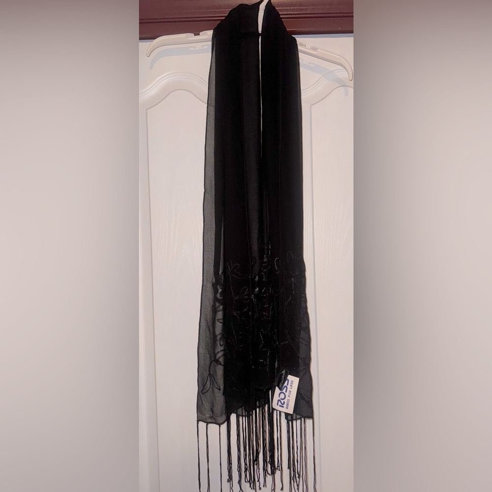 Rachele Sheer Black Scarf